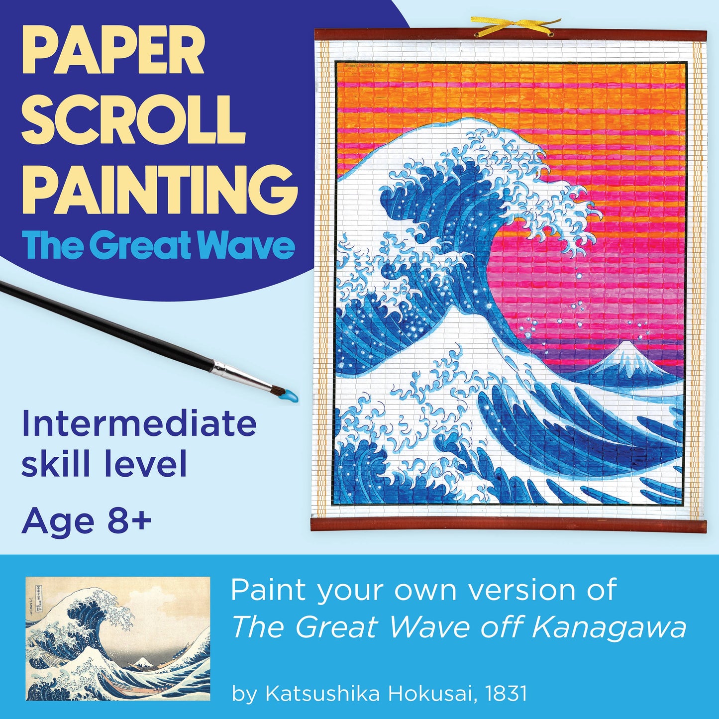 Paper Scroll Painting Kit for Kids - The Great Wave