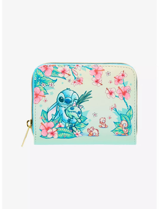 Loungefly Disney Stitch Floral Mini Zipper Wallet